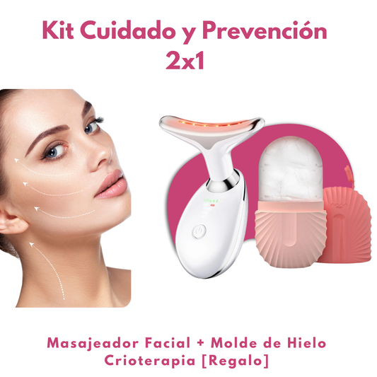 👠 KIT MASAJEADOR FACIAL REDUCTOR DE ARRUGAS + MOLDE DE HIELO FACIAL CRIOTERAPIA [REGALO]